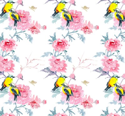 Verduisterend binnengordijn met vogels op bloemen