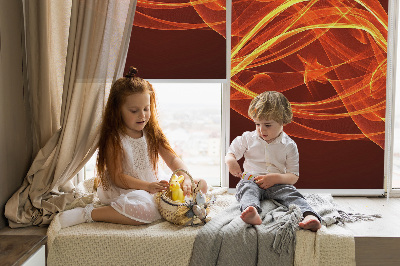 Verduisterend binnengordijn in oranje abstracte uitvoering
