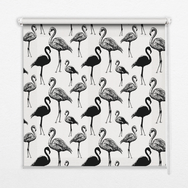Verduisterend rolgordijn voor balkondeur zwart met flamingo's