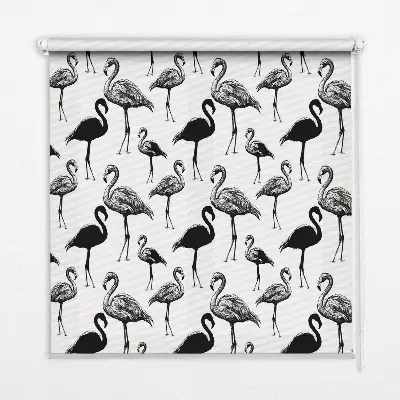 Verduisterend rolgordijn voor balkondeur zwart met flamingo's