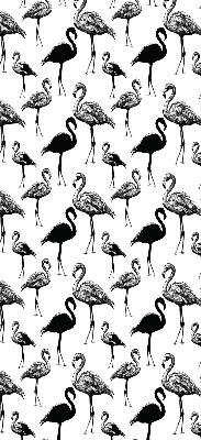 Verduisterend rolgordijn voor balkondeur zwart met flamingo's