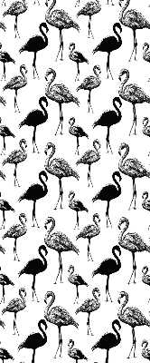 Verduisterend rolgordijn voor balkondeur zwart met flamingo's