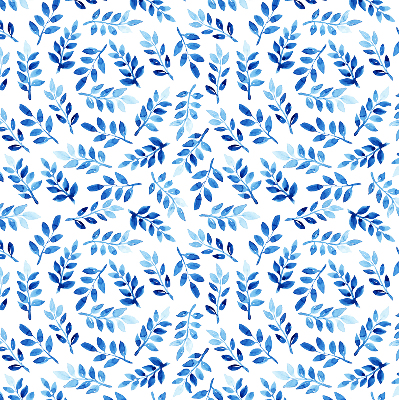 Binnenshuis verduisterend rolgordijn in blauwe bladeren