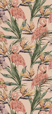 Binnenshuis verduisterend rolgordijn met flamingo's en bloemenprint
