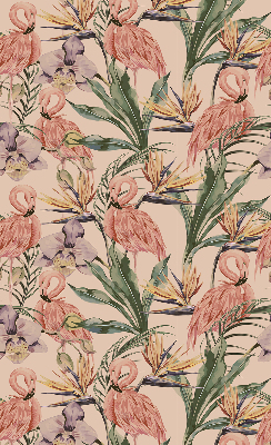 Binnenshuis verduisterend rolgordijn met flamingo's en bloemenprint