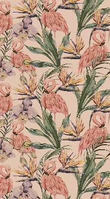 Binnenshuis verduisterend rolgordijn met flamingo's en bloemenprint