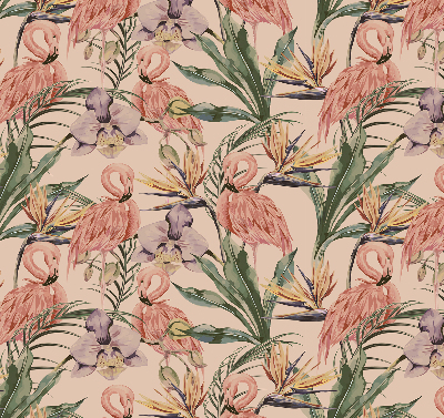 Binnenshuis verduisterend rolgordijn met flamingo's en bloemenprint