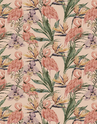 Binnenshuis verduisterend rolgordijn met flamingo's en bloemenprint