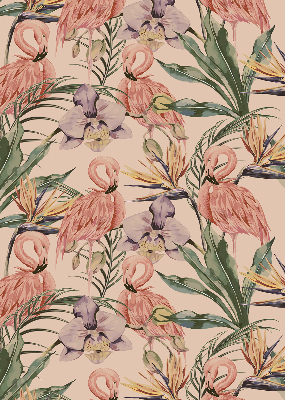 Binnenshuis verduisterend rolgordijn met flamingo's en bloemenprint