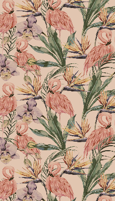 Binnenshuis verduisterend rolgordijn met flamingo's en bloemenprint