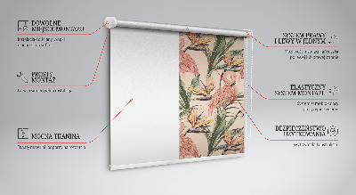 Binnenshuis verduisterend rolgordijn met flamingo's en bloemenprint