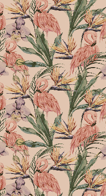 Binnenshuis verduisterend rolgordijn met flamingo's en bloemenprint