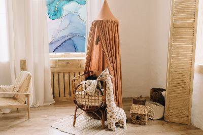 Verduisterend binnengordijn in blauwe marmerlook