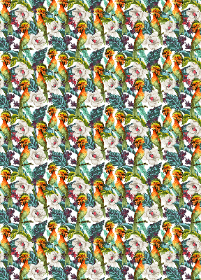 Binnenshuis verduisterend rolgordijn met vogels- en bloemenprint