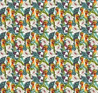 Binnenshuis verduisterend rolgordijn met vogels- en bloemenprint