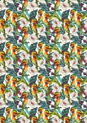 Binnenshuis verduisterend rolgordijn met vogels- en bloemenprint