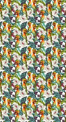 Binnenshuis verduisterend rolgordijn met vogels- en bloemenprint