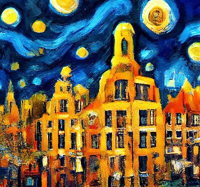 Binnenshuis verduisterend rolgordijn geschilderde stad