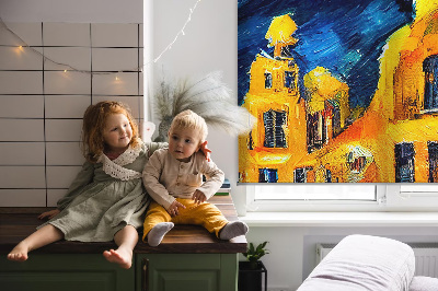 Binnenshuis verduisterend rolgordijn geschilderde stad