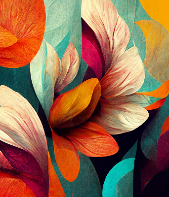 Verduisterend binnengordijn met bloemen in abstracte stijl