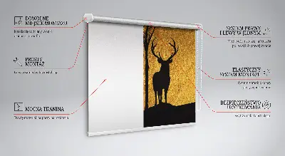 Binnenshuis verduisterend rolgordijn met hertprint 's nachts
