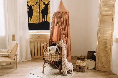 Binnenshuis verduisterend rolgordijn met hertprint 's nachts