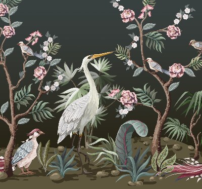 Verduisterend raamrolgordijn voor binnen met vogels bij de boom