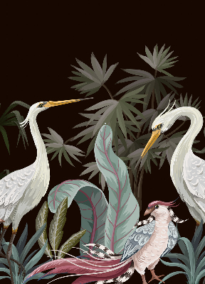 Binnenshuis verduisterend rolgordijn met vogels in de bladeren