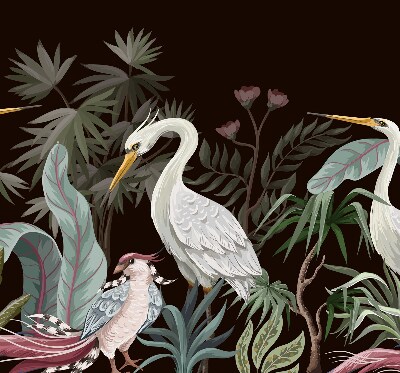 Binnenshuis verduisterend rolgordijn met vogels in de bladeren