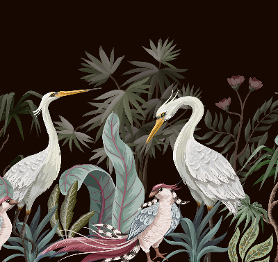 Binnenshuis verduisterend rolgordijn met vogels in de bladeren