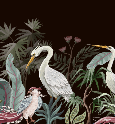 Binnenshuis verduisterend rolgordijn met vogels in de bladeren