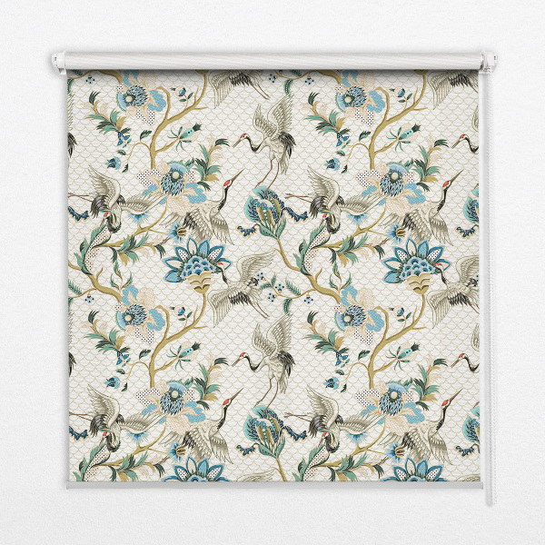 Verduisterend raamrolgordijn voor binnen met bloemen- en vogelprint