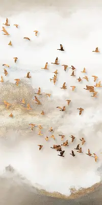 Verduisterend stoffen rolgordijn een zwerm vogels