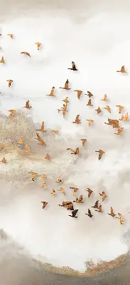 Verduisterend stoffen rolgordijn een zwerm vogels