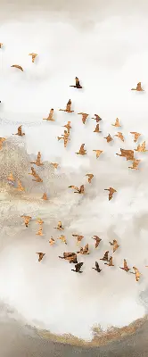 Verduisterend stoffen rolgordijn een zwerm vogels