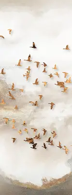 Verduisterend stoffen rolgordijn een zwerm vogels