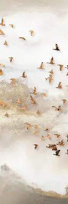 Verduisterend stoffen rolgordijn een zwerm vogels