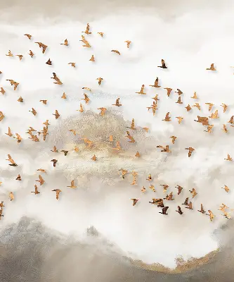 Verduisterend stoffen rolgordijn een zwerm vogels