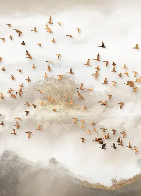 Verduisterend stoffen rolgordijn een zwerm vogels