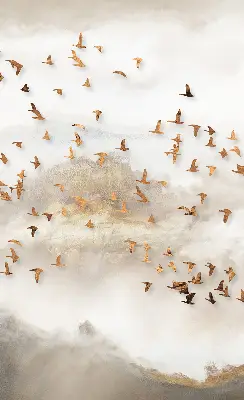 Verduisterend stoffen rolgordijn een zwerm vogels