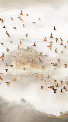Verduisterend stoffen rolgordijn een zwerm vogels