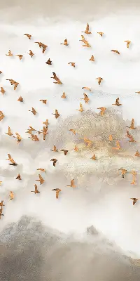 Verduisterend stoffen rolgordijn een zwerm vogels