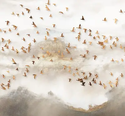 Verduisterend stoffen rolgordijn een zwerm vogels