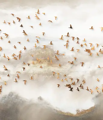Verduisterend stoffen rolgordijn een zwerm vogels