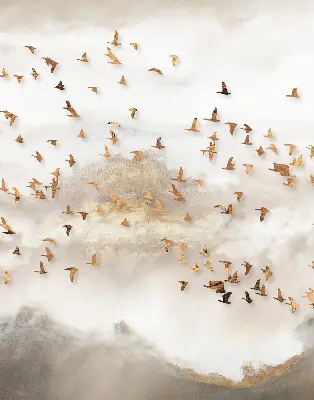 Verduisterend stoffen rolgordijn een zwerm vogels