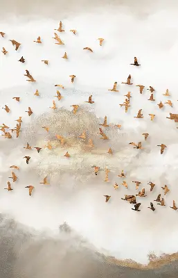 Verduisterend stoffen rolgordijn een zwerm vogels
