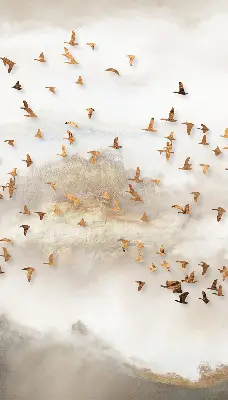 Verduisterend stoffen rolgordijn een zwerm vogels