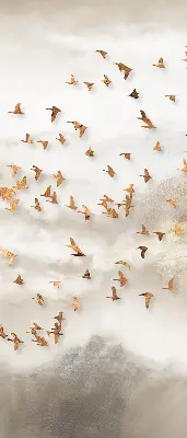 Verduisterend stoffen rolgordijn een zwerm vogels