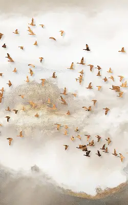 Verduisterend stoffen rolgordijn een zwerm vogels