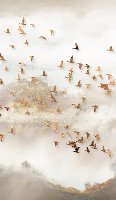 Verduisterend stoffen rolgordijn een zwerm vogels